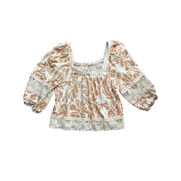 Christian Siriano Cream and Tan Patterned Blouse - Picture 11 of 11